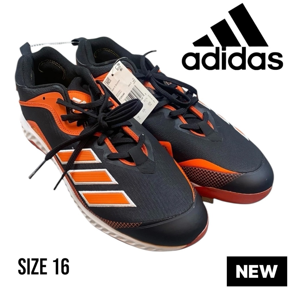 NEW! Adidas Cleats‎ Mens Size 16 Baseball Iron Skin Orange Black - FV9349 Metal